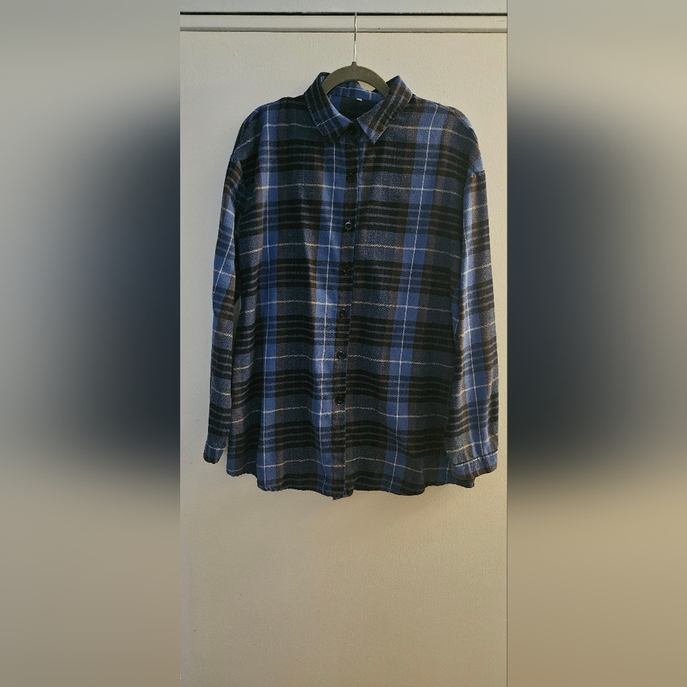 Blue Plaid Button Down Shirt